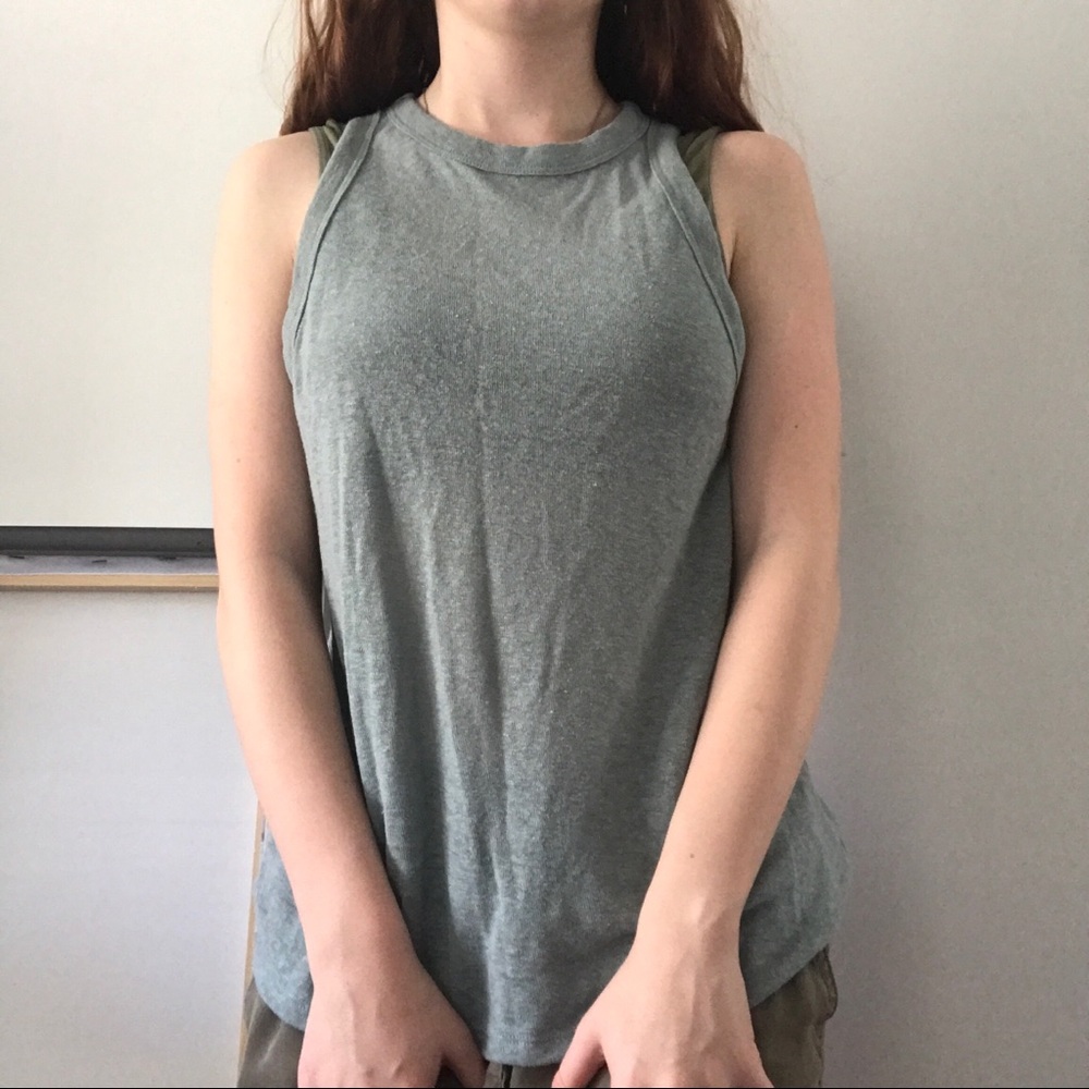 teal tank-top